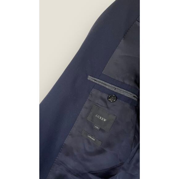 J. Crew Men's 40L Ludlow Slim-fit Suit Jacket in Italian Wool Navy Blue Blazer - Picture 7 of 9